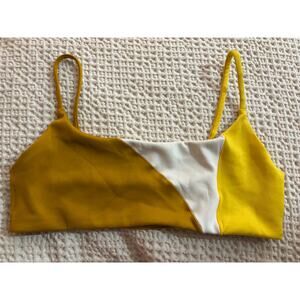 Left On Friday LOF Colorblock Bikini Top Yellow Gold White M Smoothing Fabric M